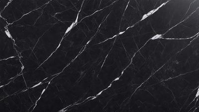 The primary subject of the image is a marble countertop with a black background. The countertop features a pattern of white and black stripes, giving it a unique and elegant appearance. The visual style of the image is a close-up of the marble countertop, showcasing its intricate design and texture. The colors and mood of the image are predominantly black and white, creating a sophisticated and timeless atmosphere.