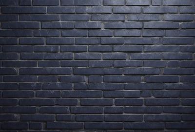 The primary subject of the image is a blue brick wall. The setting is a brick wall, and the visual style is a photo. The dominant colors are blue and gray, creating a calm and serene atmosphere.