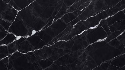 The primary subject of the image is a marble countertop with a black and white pattern. The setting is a kitchen, and the visual style is a close-up of the marble countertop. The colors and mood of the image are predominantly black and white, giving it a classic and elegant appearance.