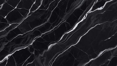 The primary subject of the image is a black and white marble pattern. The setting is a black and white marble wall, which serves as the background. The visual style is a close-up of the marble pattern, showcasing the intricate details of the design. The colors and mood of the image are predominantly black and white, giving it a classic and elegant appearance.