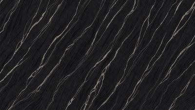 The primary subject of the image is a black and white patterned wallpaper. The setting is a wall, and the visual style is a close-up of the pattern. The dominant colors are black and white, creating a classic and timeless atmosphere.