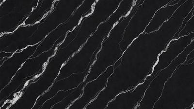 The primary subject of the image is a black and white patterned wallpaper with a marbled texture. The setting is a black background, which contrasts with the patterned wallpaper. The visual style is a close-up of the wallpaper, showcasing its intricate design. The colors and mood of the image are predominantly black and white, giving it a classic and elegant appearance.