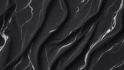 The primary subject of the image is a black and white patterned fabric. The setting is a black background, which creates a striking contrast with the fabric. The visual style is a close-up of the fabric, showcasing its intricate pattern. The colors and mood of the image are predominantly black and white, giving it a classic and elegant appearance.