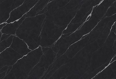 The primary subject of the image is a marble countertop with a black background. The visual style is a close-up of the marble countertop, showcasing its texture and pattern. The colors and mood of the image are predominantly black, giving it a sleek and modern appearance.