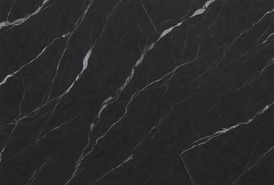 The primary subject of the image is a close-up of a marble countertop. The setting is a kitchen, with the marble countertop being the main focus of the scene. The visual style is a photo, showcasing the natural texture and patterns of the marble. The colors and mood of the image are predominantly black and white, giving it a classic and elegant appearance.