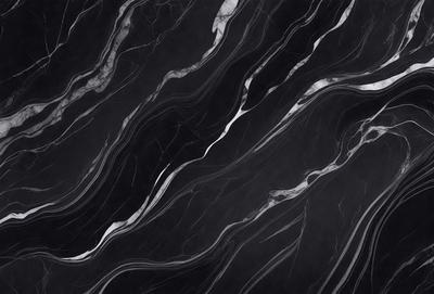The primary subject of the image is a black and white marble pattern. The setting is a black background, which contrasts with the marble pattern. The visual style is a close-up of the marble pattern, showcasing its intricate details. The colors and mood of the image are predominantly black and white, giving it a classic and elegant appearance.
