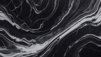 The primary subject of the image is a marble-like pattern, which is the main object, scene, or focus of the image. The setting or background is a black surface, which contrasts with the marble-like pattern. The visual style of the image is a combination of photo and digital art, creating a unique and intricate design. The colors and mood of the image are predominantly black and white, giving it a classic and elegant appearance.