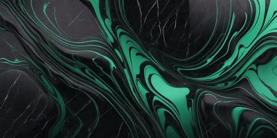 The primary subject of the image is a green and black marbled pattern, which is the main focus of the image. The setting is a black background, and the visual style appears to be a digital art or illustration. The dominant colors in the image are green and black, creating a bold and striking appearance.