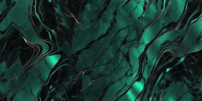 The primary subject of the image is a close-up of a green marble wall. The setting is a dark room with a green marble wall as the main focus. The visual style is a close-up of the marble wall, which gives a sense of depth and texture. The colors and mood of the image are predominantly green, creating a calm and serene atmosphere.