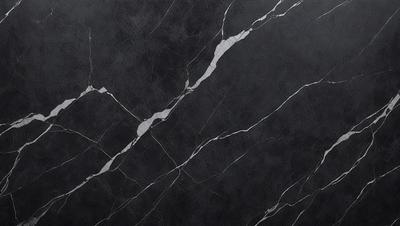 The primary subject of the image is a close-up of a marble wall with a black background. The setting is a room with a black marble wall, and the visual style is a photo. The colors and mood of the image are predominantly black and white, giving it a classic and elegant appearance.