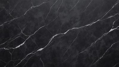 The primary subject of the image is a close-up of a black marble wall. The setting is a room with a black marble floor. The visual style is a photo, and the colors and mood are dark and moody.