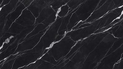 The primary subject of the image is a marble countertop with a black background. The countertop features a pattern of white and black stripes, giving it a unique and elegant appearance. The visual style of the image is a close-up of the marble countertop, showcasing its intricate design and texture. The colors and mood of the image are predominantly black and white, creating a sophisticated and timeless atmosphere.