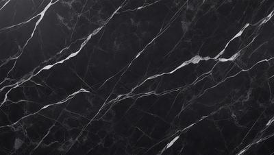 The primary subject of the image is a marble countertop with a black background. The countertop features a pattern of white and black stripes, giving it a unique and elegant appearance. The visual style of the image is a close-up of the marble countertop, showcasing its intricate design and texture. The colors and mood of the image are predominantly black and white, creating a sophisticated and timeless atmosphere.
