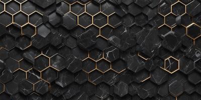 The primary subject of the image is a black and gold marble pattern. The setting is a black and gold marble wall, which serves as the background. The visual style is a close-up of the marble pattern, showcasing the intricate details of the design. The colors and mood of the image are predominantly black and gold, giving it a luxurious and elegant appearance.