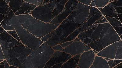 The primary subject of the image is a black and orange marble tile. The setting is a black and white marble tile floor. The visual style is a close-up of the marble tile, showcasing its intricate patterns and textures. The colors and mood of the image are predominantly black and orange, creating a bold and striking appearance.