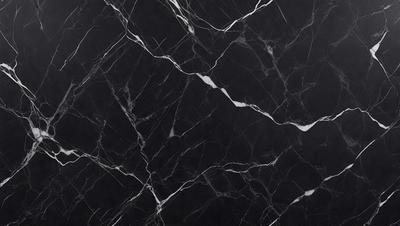 The primary subject of the image is a black and white marble pattern. The setting is a black background, and the visual style is a close-up of the marble pattern. The colors and mood of the image are predominantly black and white, creating a classic and elegant atmosphere.