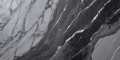 The primary subject of the image is a marble countertop with a black and white pattern. The setting is a kitchen, and the visual style is a photo. The countertop has a black and white marble pattern, and the overall atmosphere is elegant and sophisticated.