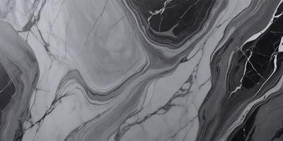 The primary subject of the image is a marble-like surface with a patterned texture. The setting is a stone wall, and the visual style is a close-up of the marble pattern. The colors and mood of the image are predominantly grays and blacks, giving it a sleek and modern appearance.