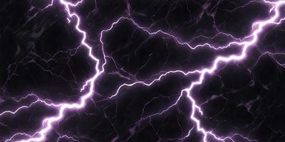 The primary subject of the image is a purple lightning bolt, which is the main focus of the image. The setting is a black marble surface, which serves as the backdrop for the lightning bolt. The visual style of the image is a digital art, as it appears to be a digital illustration or drawing. The colors and mood of the image are predominantly purple, creating a dramatic and striking atmosphere.