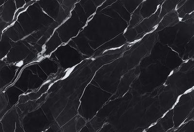 The primary subject of the image is a marble wall with a black and white pattern. The setting is a room with a black and white marble floor. The visual style is a close-up of the marble wall, showcasing its intricate design. The colors and mood of the image are predominantly black and white, giving it a classic and elegant appearance.