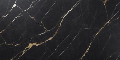 The primary subject of the image is a marble countertop with a gold-colored pattern. The setting is a kitchen, and the visual style is a close-up of the marble countertop. The colors and mood of the image are predominantly black and gold, giving it a luxurious and elegant appearance.