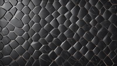 The primary subject of the image is a black and white patterned surface, which appears to be a marble or stone texture. The setting is a black background, which contrasts with the patterned surface. The visual style is a close-up of the pattern, showcasing the intricate details of the design. The colors and mood of the image are predominantly black and white, giving it a classic and elegant appearance.