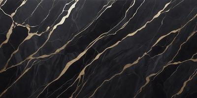 The primary subject of the image is a marble wall with a black background. The wall features a pattern of gold stripes, giving it a luxurious and elegant appearance. The visual style of the image is a close-up of the marble wall, showcasing its intricate details and textures. The colors and mood of the image are predominantly black and gold, creating a sophisticated and timeless atmosphere.
