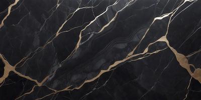 The primary subject of the image is a marble countertop with a gold-colored pattern. The setting is a kitchen, and the visual style is a close-up of the marble countertop. The colors and mood of the image are predominantly black and gold, giving it a luxurious and elegant appearance.