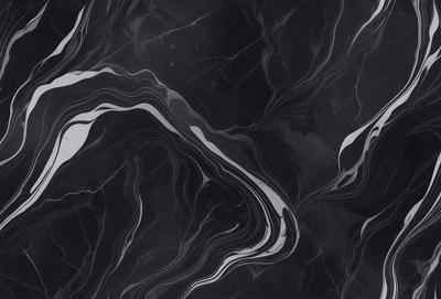 The primary subject of the image is a black and white marble pattern. The setting is a black background, which contrasts with the marble pattern. The visual style is a close-up of the marble pattern, showcasing its intricate details. The colors and mood of the image are predominantly black and white, giving it a classic and elegant appearance.