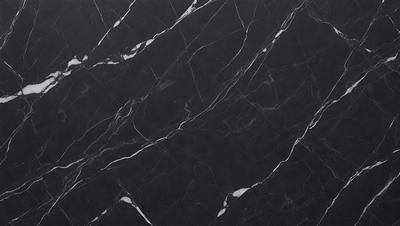 The primary subject of the image is a marble countertop with a black background. The countertop features a pattern of white and black stripes, giving it a unique and elegant appearance. The visual style of the image is a close-up of the marble countertop, showcasing its intricate design and texture. The colors and mood of the image are predominantly black and white, creating a sophisticated and timeless atmosphere.
