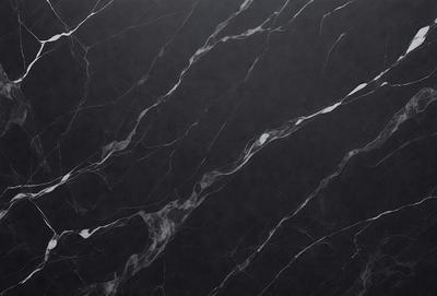 The primary subject of the image is a marble countertop with a black background. The countertop features a pattern of white and black swirls, giving it a unique and elegant appearance. The visual style of the image is a close-up of the marble countertop, showcasing its intricate design. The colors and mood of the image are predominantly black and white, creating a sophisticated and timeless atmosphere.