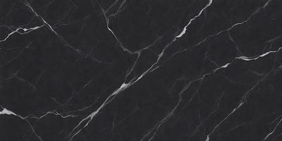 The primary subject of the image is a black marble countertop. The setting is a kitchen, with the countertop being the main focus of the scene. The visual style is a close-up of the marble countertop, showcasing its texture and pattern. The colors and mood of the image are predominantly dark, with the black marble countertop being the main source of contrast.