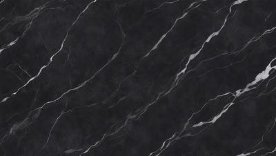 The primary subject of the image is a black marble countertop. The setting is a kitchen, with the countertop being the main focus of the scene. The visual style is a close-up of the marble countertop, showcasing its texture and pattern. The colors and mood of the image are predominantly dark, with the black marble countertop being the main source of contrast.