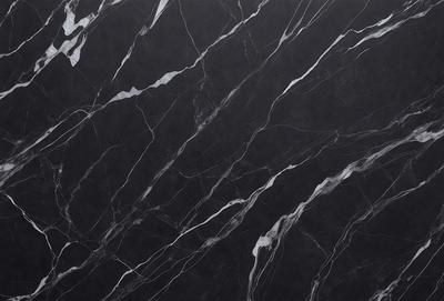 The primary subject of the image is a marble tile with a black background. The visual style is a close-up of the tile, showcasing its intricate patterns and textures. The colors and mood of the image are predominantly black, giving it a sleek and modern appearance.