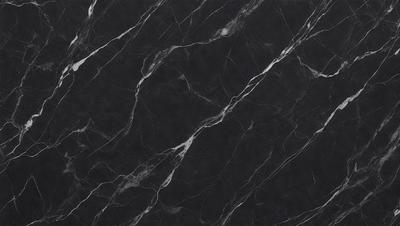 The primary subject of the image is a marble countertop with a black background. The visual style is a close-up of the marble countertop, showcasing its texture and pattern. The colors and mood of the image are predominantly black, giving it a sleek and modern appearance.