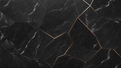 The primary subject of the image is a black and gold marble tile. The setting is a black and gold marble wall, which serves as the background. The visual style is a close-up of the marble tile, showcasing its intricate design. The colors and mood of the image are predominantly black and gold, giving it a luxurious and elegant appearance.