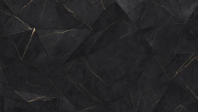 The primary subject of the image is a black and gold marble tile. The setting is a black and gold marble tile floor. The visual style is a close-up of the marble tile. The colors and mood are dark and luxurious, with the gold accents adding a touch of warmth to the overall atmosphere.