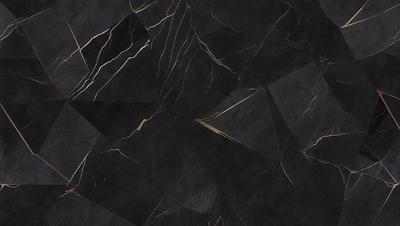 The primary subject of the image is a black and gold marble pattern. The setting is a black and gold marble surface, which serves as the background. The visual style is a close-up of the marble pattern, showcasing its intricate details. The colors and mood of the image are predominantly black and gold, giving it a luxurious and elegant appearance.