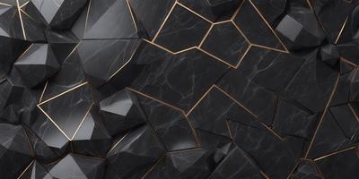 The primary subject of the image is a black and gold marble wall. The setting is a room with a black and gold marble wall as the main focus. The visual style is a close-up of the marble wall, showcasing its intricate patterns and textures. The colors and mood of the image are predominantly black and gold, giving it a luxurious and elegant appearance.
