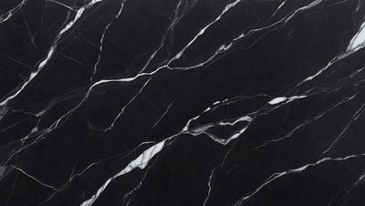 The primary subject of the image is a marble countertop with a black and white pattern. The setting is a kitchen, and the visual style is a close-up of the marble countertop. The colors and mood of the image are predominantly black and white, giving it a classic and elegant appearance.