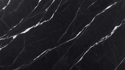 The primary subject of the image is a marble countertop with a black background. The countertop features a pattern of white and black stripes, giving it a unique and elegant appearance. The visual style of the image is a close-up of the marble countertop, showcasing its intricate design and texture. The colors and mood of the image are predominantly black and white, creating a sophisticated and timeless atmosphere.