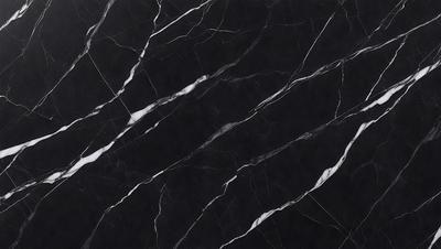 The primary subject of the image is a black and white marble pattern. The setting is a black background, and the visual style is a photo. The colors and mood of the image are predominantly black and white, creating a classic and elegant atmosphere.
