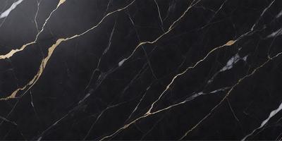 The primary subject of the image is a black marble countertop with gold veins. The setting is a kitchen, and the visual style is a close-up of the marble countertop. The dominant colors are black and gold, creating a luxurious and elegant atmosphere.
