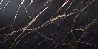 The primary subject of the image is a marble countertop with a black background. The countertop features a pattern of gold and black stripes, giving it a luxurious and elegant appearance. The visual style of the image is a close-up of the marble countertop, showcasing its intricate design and texture. The colors and mood of the image are predominantly black and gold, creating a sophisticated and timeless atmosphere.