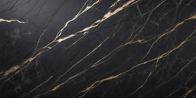 The primary subject of the image is a marble countertop with a black background. The countertop features a pattern of gold and black streaks, giving it a luxurious and elegant appearance. The visual style of the image is a close-up of the marble countertop, highlighting its unique texture and design. The colors and mood of the image are predominantly black and gold, creating a sophisticated and timeless atmosphere.