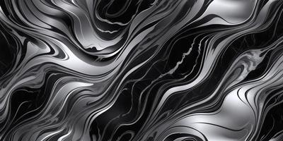 The primary subject of the image is a black and silver metal sculpture. The setting is a black background, which contrasts with the silver metal. The visual style is a combination of photo and digital art, creating a unique and intricate design. The colors and mood of the image are predominantly black and silver, giving it a modern and sleek appearance.