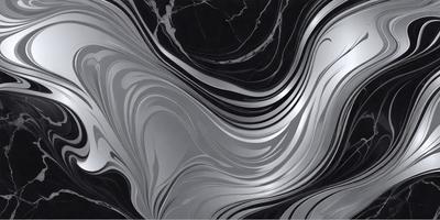 The primary subject of the image is a silver, metallic, and shiny surface. The setting is a black background, which contrasts with the silver surface. The visual style appears to be a combination of a photo and digital art, as the silver surface has a reflective quality and the overall composition is artistic. The colors and mood of the image are predominantly silver and black, creating a sleek and modern atmosphere.