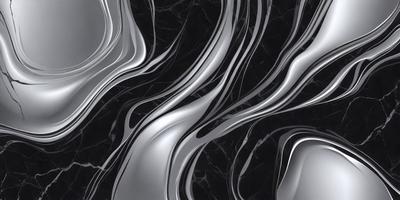 The primary subject of the image is a marble countertop with a silver design. The setting is a kitchen, and the visual style is a combination of photo and digital art. The countertop features a silver design, which adds a modern and elegant touch to the space. The overall atmosphere is sophisticated and stylish, reflecting the high-quality materials and craftsmanship used in the design.