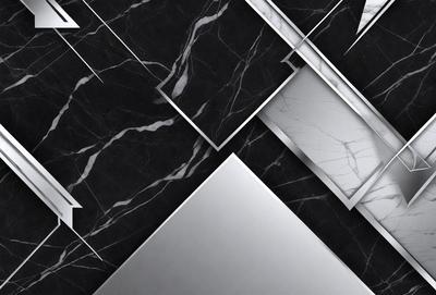 The primary subject of the image is a black and white marble pattern. The setting is a black and white marble wall, which serves as the background. The visual style is a combination of a photo and digital art, creating a unique and artistic representation of the marble pattern. The colors and mood of the image are predominantly black and white, giving it a classic and elegant appearance.
