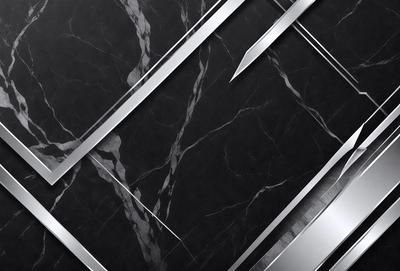 The primary subject of the image is a marble countertop with a metallic design. The setting is a black and white marble countertop, which adds a sense of elegance and sophistication to the scene. The visual style is a combination of digital art and illustration, creating a unique and eye-catching design. The colors and mood of the image are predominantly black and white, giving it a classic and timeless appearance.